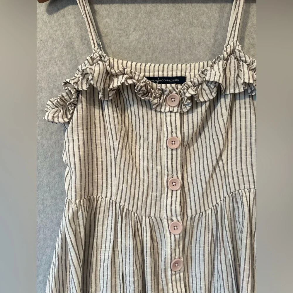 French Connection Button Front Laich Striped Ruff… - image 3